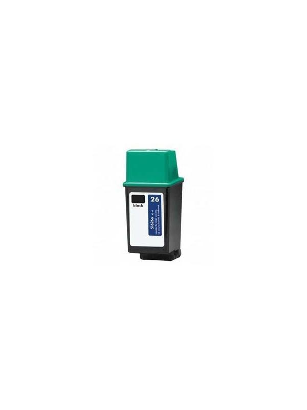 HP 26 (51626) remanufacturado - HP 26 (51626) remanufacturado. Cartucho de tinta remanufacturado. Capacidad 35 ml. Compatible con Deskjet: 310,320,340, 400,420,500, 510,520,540, 550,560, Deskwriter: C,310,320 ,540,550, 560, Designjet 600